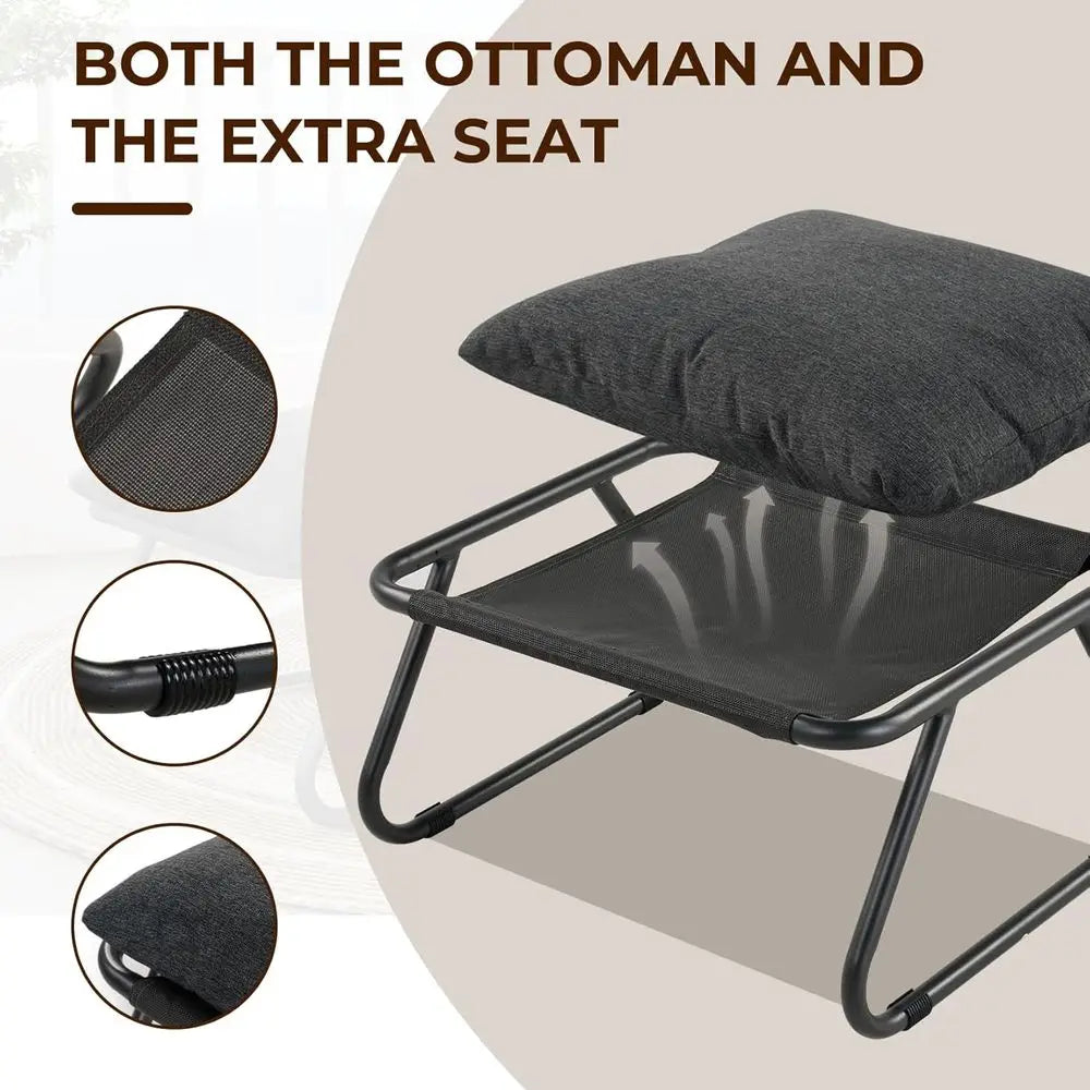 Outdoor Chair with Ottoman, Comfy Lounge Chair with foot Rest