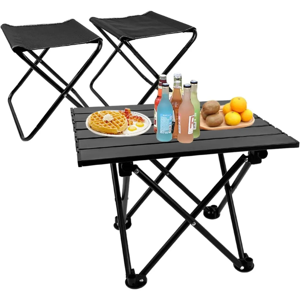 Folding Camping Table with Chairs Lightweight Picnic Table for Beach Hiking Travel