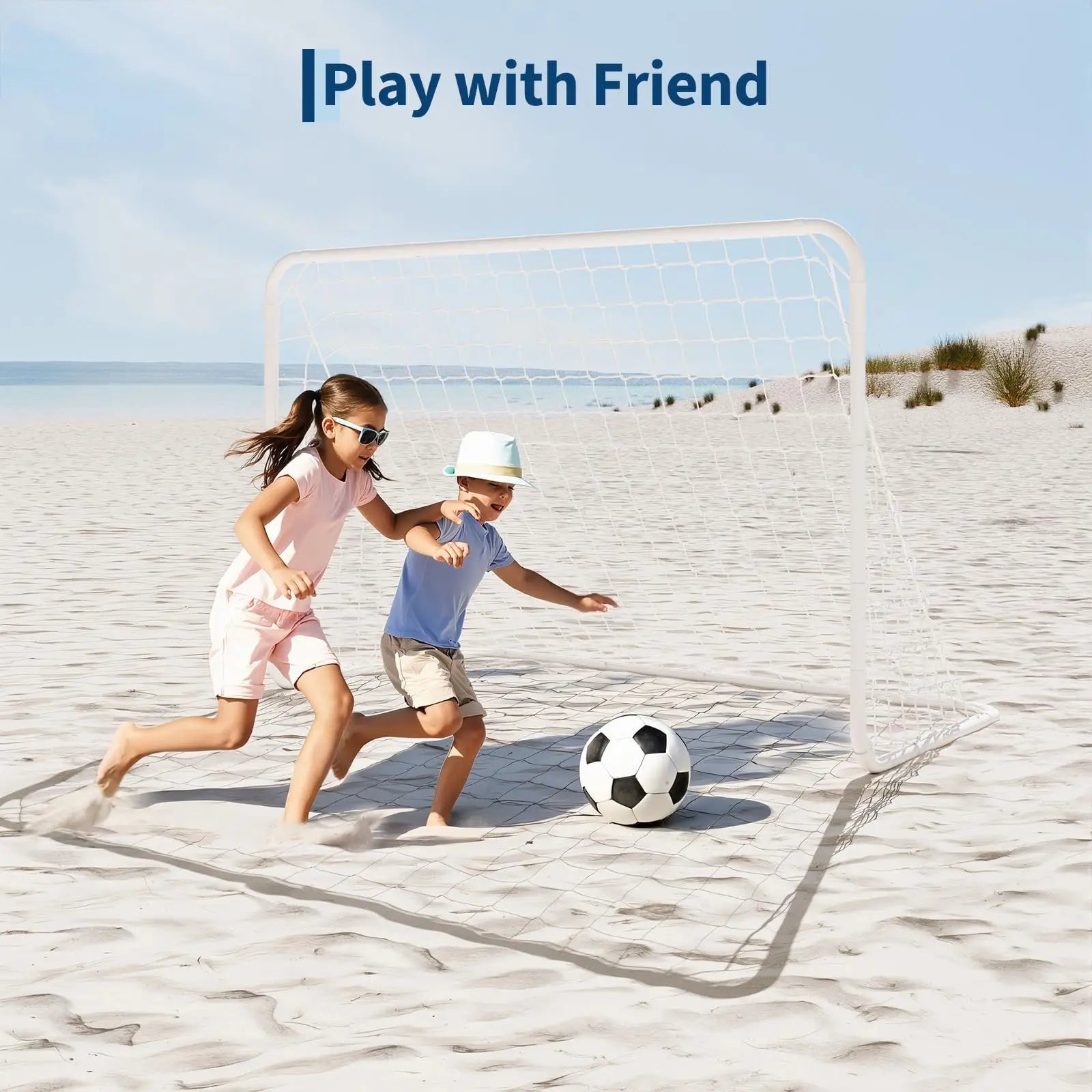 6x4ft Portable Soccer Goal Foldable Heavy Duty Steel Frame Pop-Up Training With Carry Bag