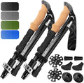 Foldable Adjustable Trekking Poles Aircraft Grade Aluminum Shaft With Metal Lock System Cork & EVA Hybrid Grips For Mountaineering Backpacking