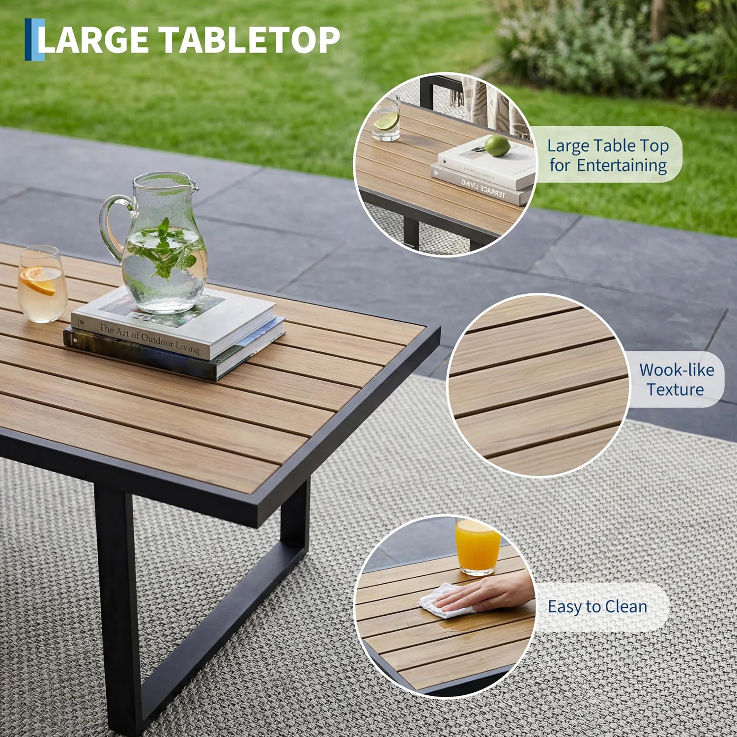 4-Piece Patio Furniture Set Outdoor Conversation Sectional Sofa With Coffee Table Thick Washable Cushions