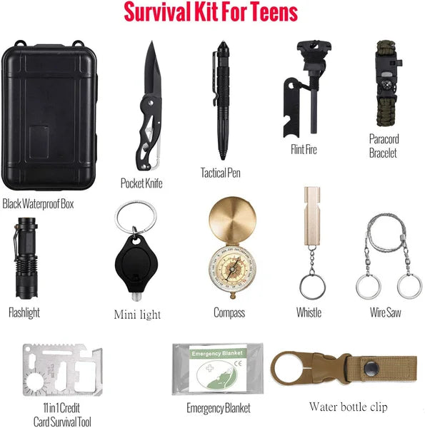 14-In-1 Outdoor Emergency Survival Kit Camping Hiking Case Set Box
