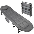 Portable Folding Bed with Cushion and Pillow, Camping Cot for Adults Supports 500 Lbs