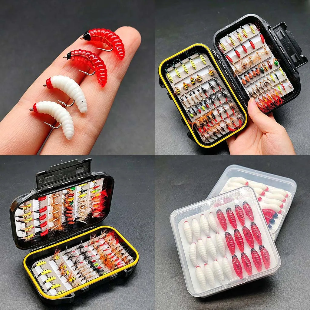 Fly Fishing Flies Assortment Kit-2 Boxes Bundle(Total 108Pcs Flies)Lures with Fly Box for Bass Trout Salmon Fishing Flies Nymphs