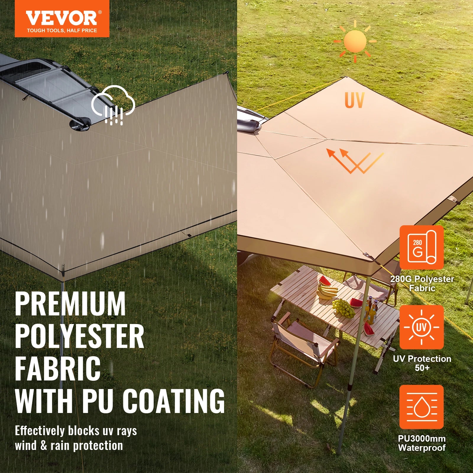 Vehicle Awning  Retractable Car Side Awning Suitable for Truck SUV Van