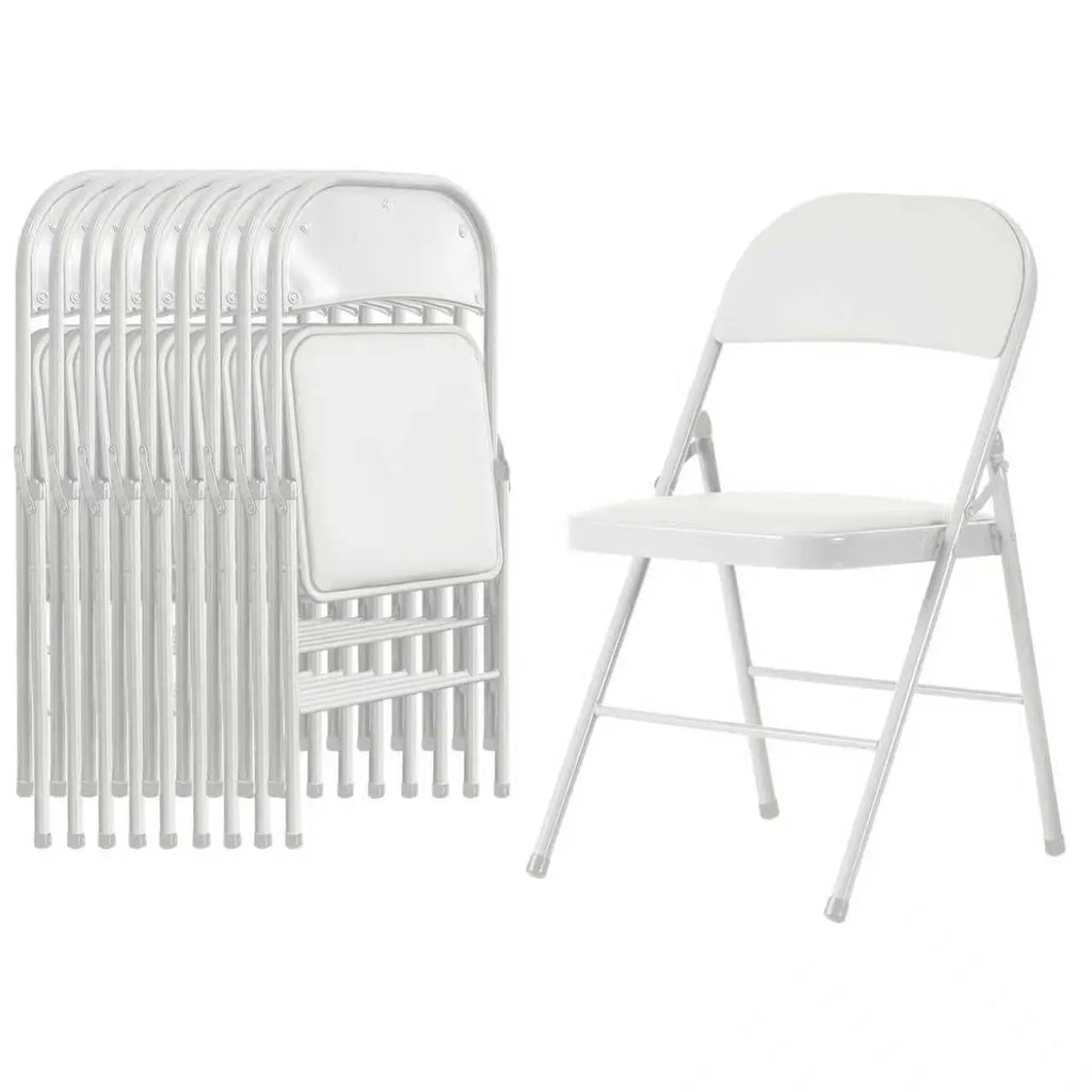10 Pack Folding Chairs with Padded Cushion and Back, Foldable Outdoor Chairs with 330-LBS Capacity