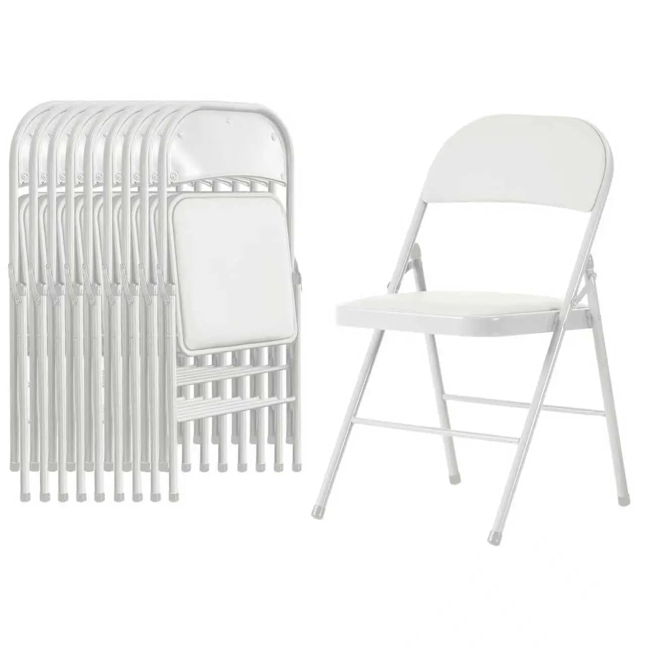 10 Pack Folding Chairs with Padded Cushion and Back, Foldable Outdoor Chairs with 330-LBS Capacity