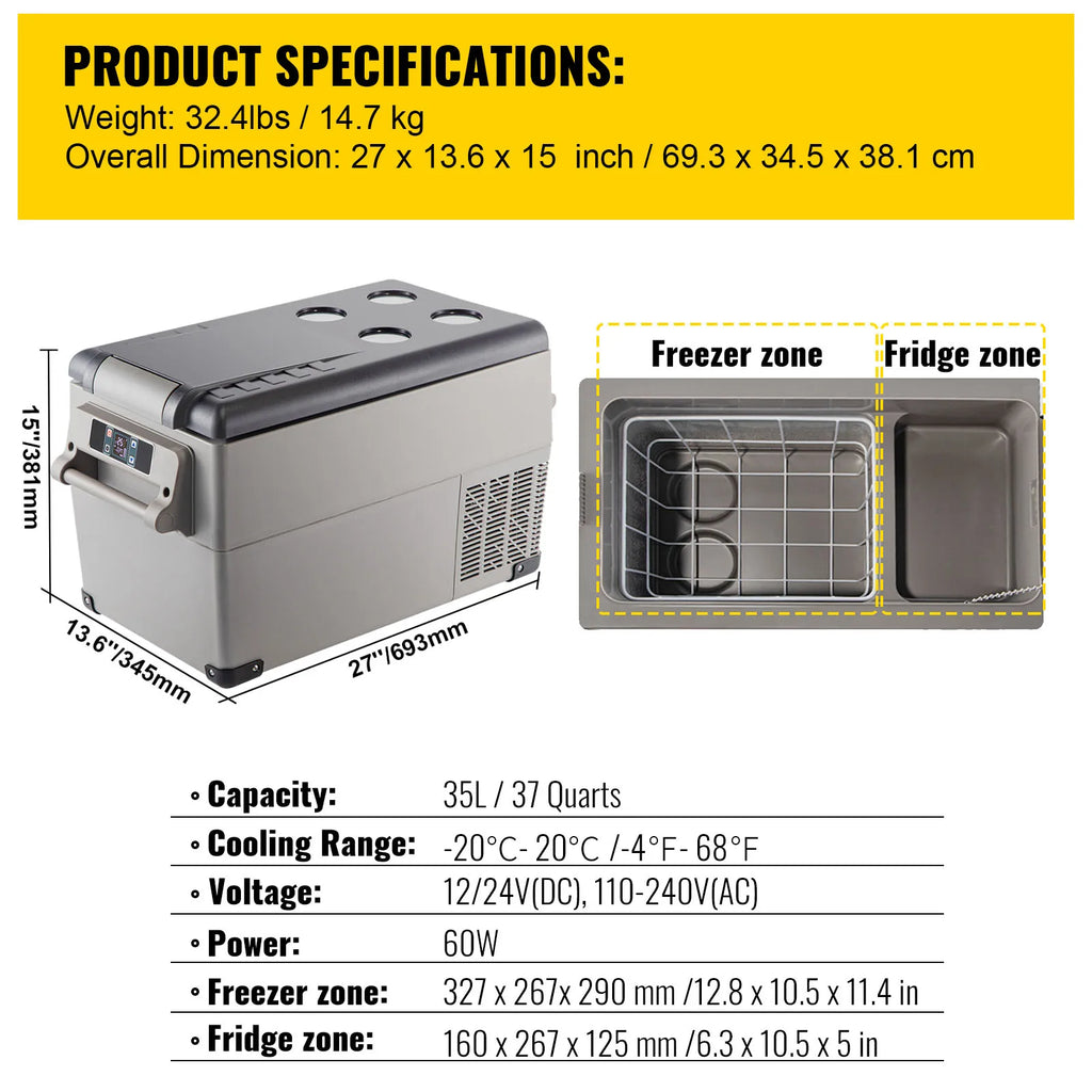 20L 22L 35L 45L 55L Car Refrigerator Mini Portable Cooler DC 110- Ice Box for Camping