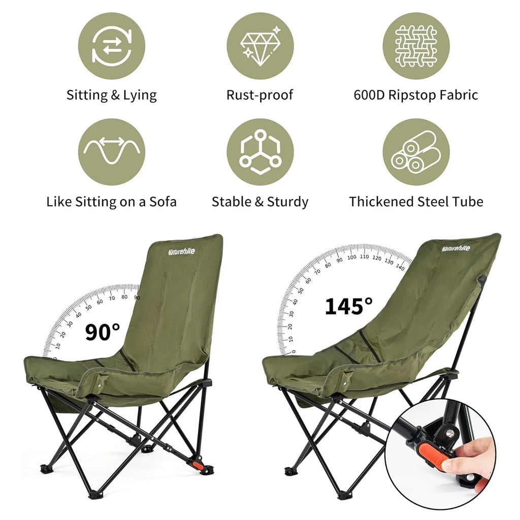 High Back Moon Chair Camping Outdoor Fishing Folding Adjustable Lounge Chair Portable Picnic