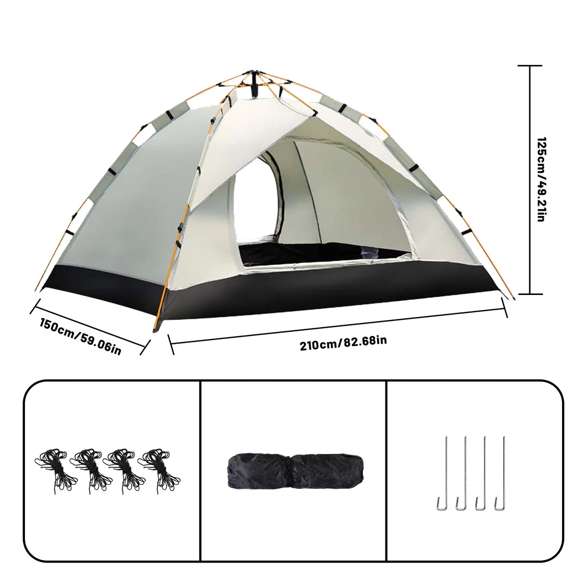 Silver Compact Auto-Tent - Quick 60-Second Setup Sunshade for 3-4 People, All-Weather & Portable