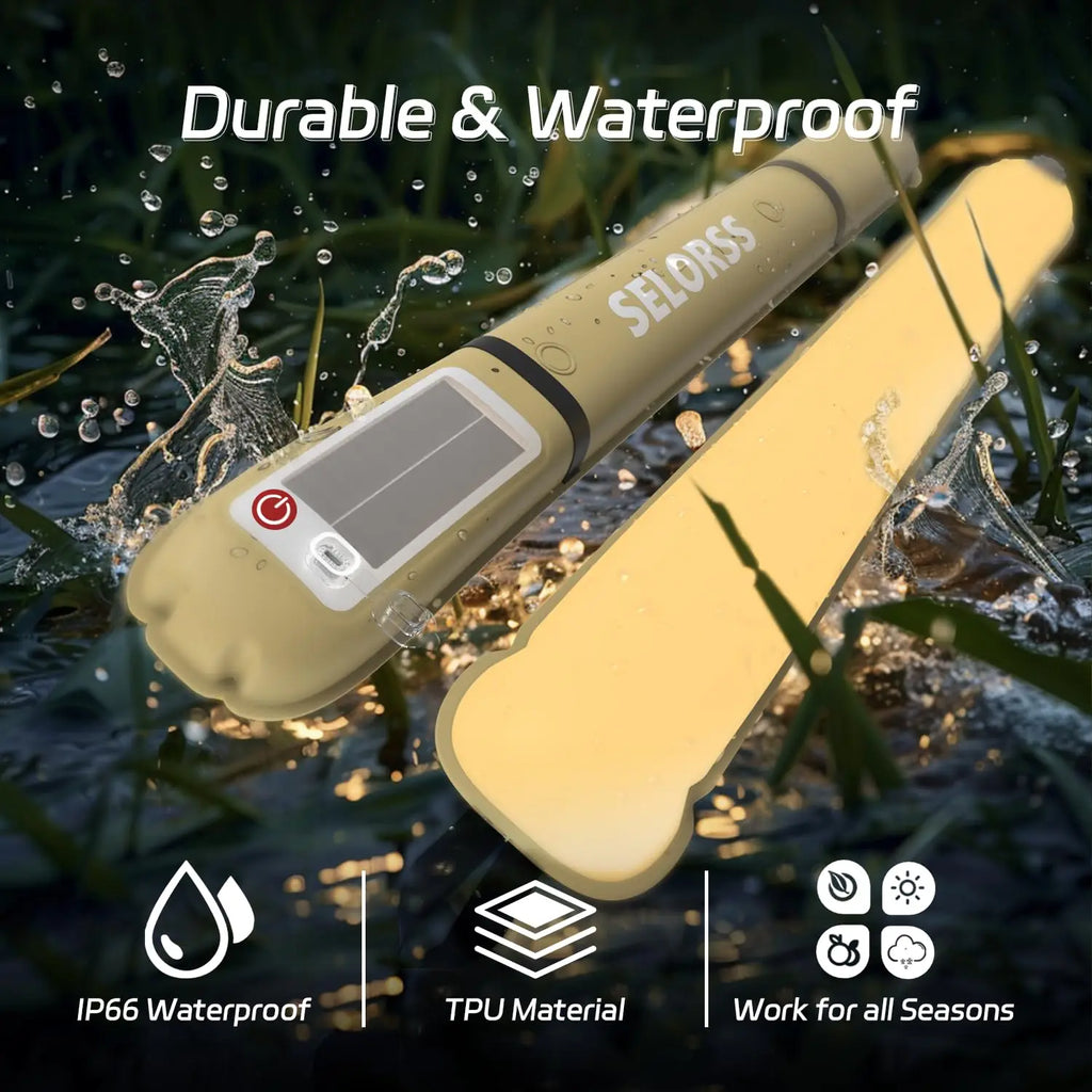 Solar Camping Lantern 2000mAh Folding Portable Camping Light Waterproof 3 Warm Light for Hiking Camping Fish USB-Type C