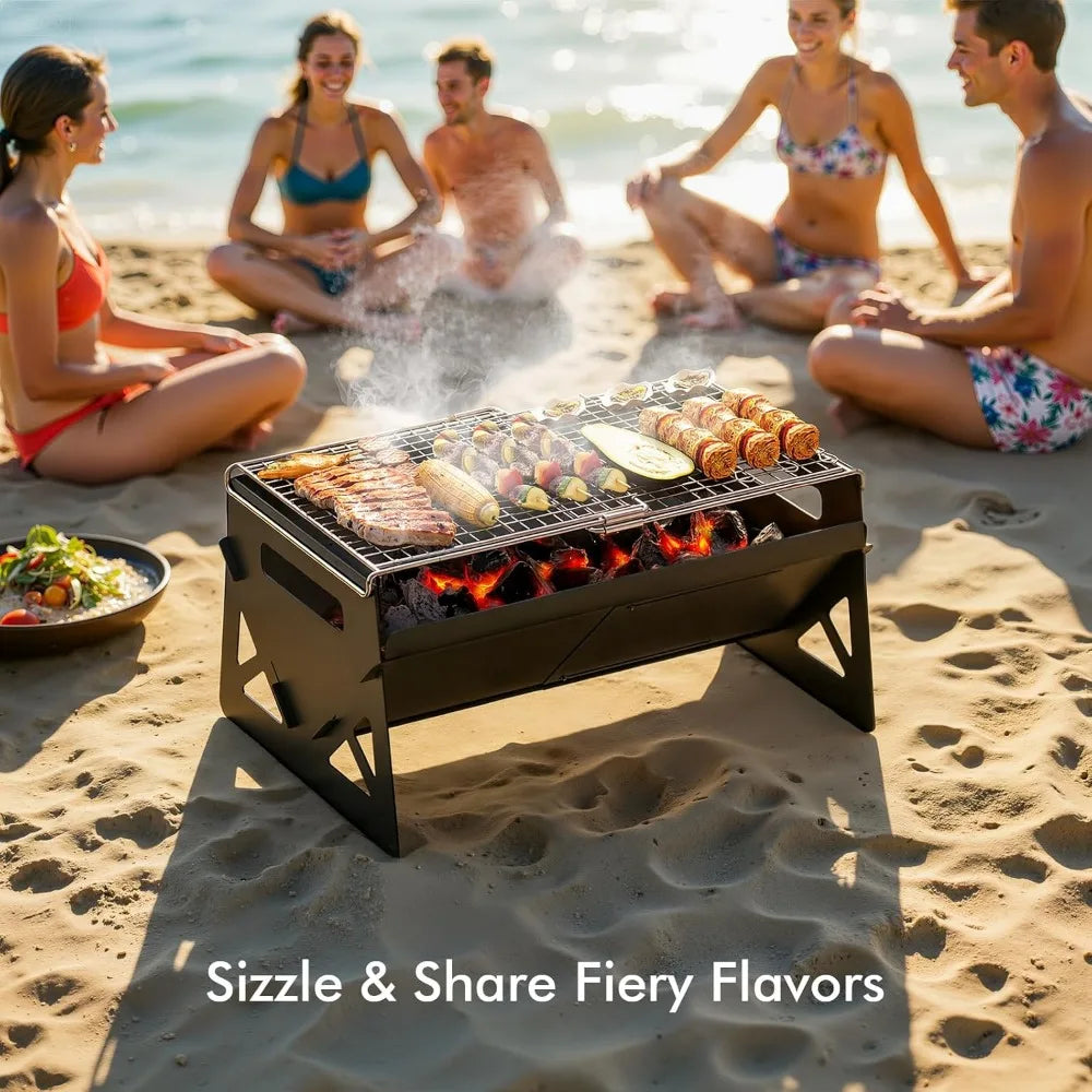 Folding Portable Charcoal Grill with Carry Bag for Outdoor Camping Cooking