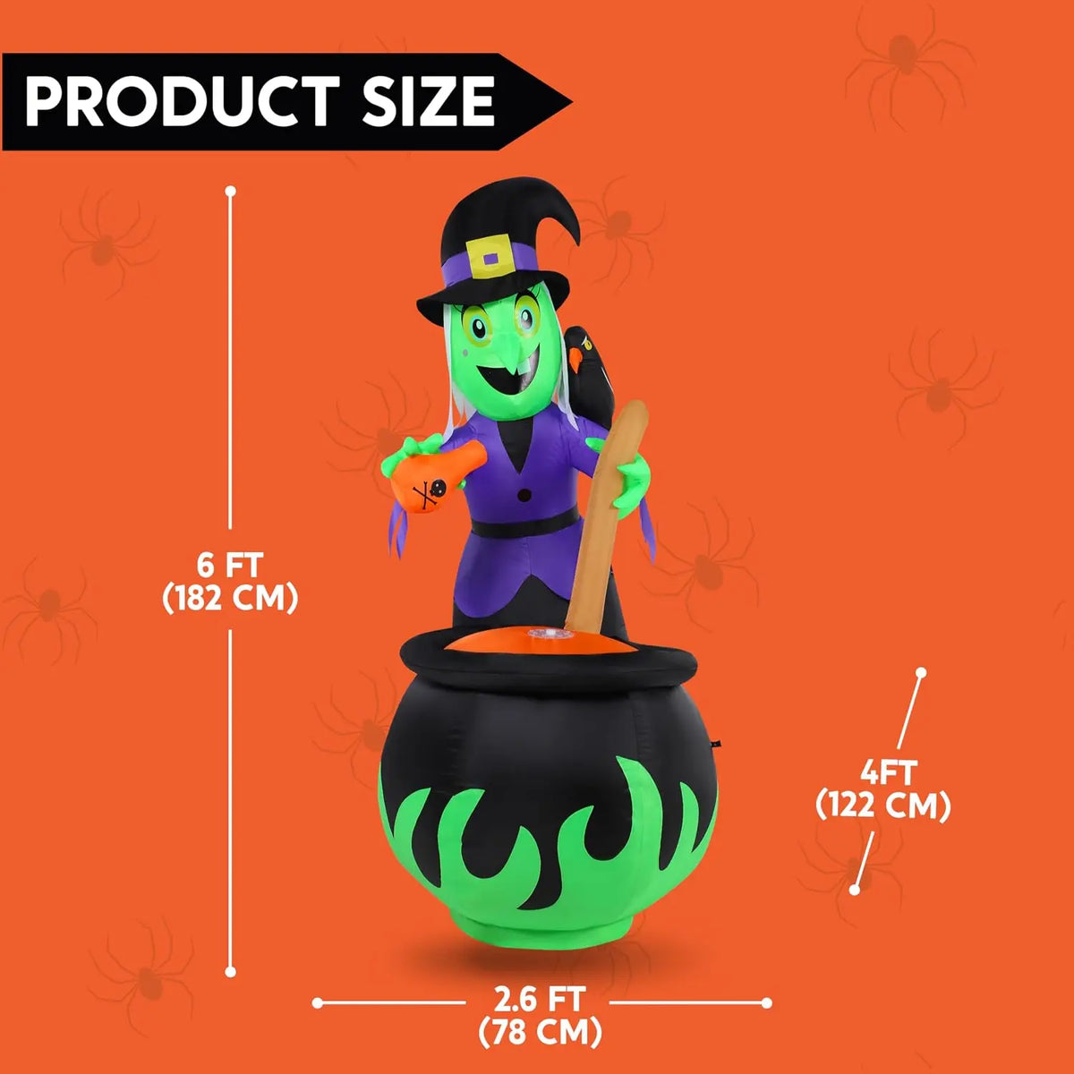 6 FT  Witch Halloween Inflatables Outdoor Decorations and Cauldron with Bubbling Potion and Light Inflatable Decoration