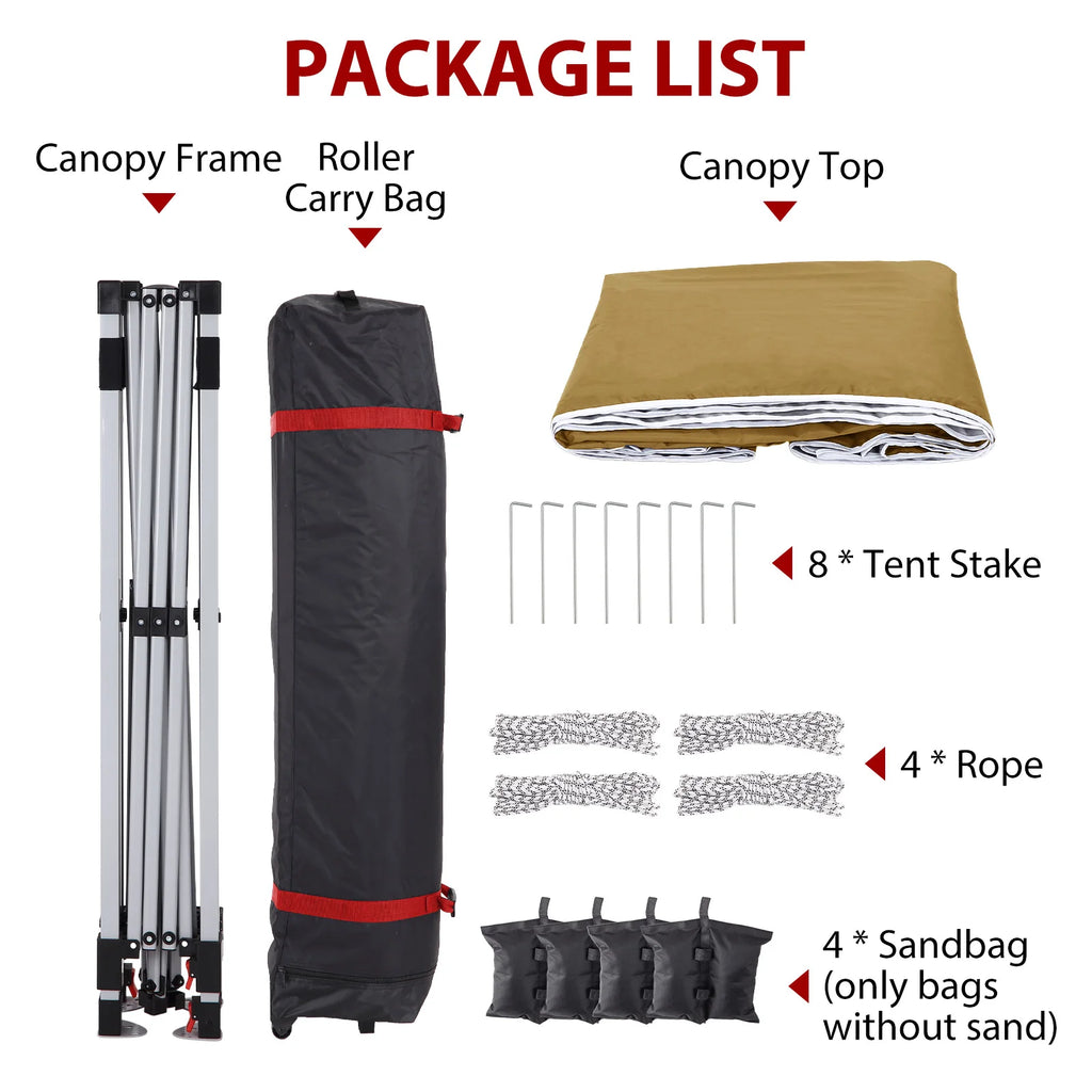 10x10ft Center Locking Canopy, Portable Outdoor Tent, Height Adjustable