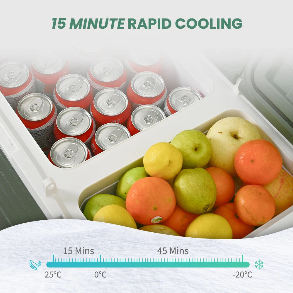 NLS 20L 30L 40L Car Refrigerator Mini Fridge Freezer 12V Portable Compressor Cooler 12/24V DC 100-240V AC for Camping
