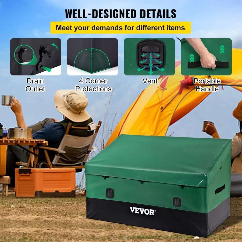 150 Gallon Waterproof Outdoor Storage Box, Portable Deck Box for Camping Poolside Yard