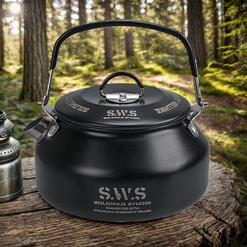 0.8L Portable Hiking Coffee Kettle 304 Stainless Steel Ultralight Outdoor Camping
