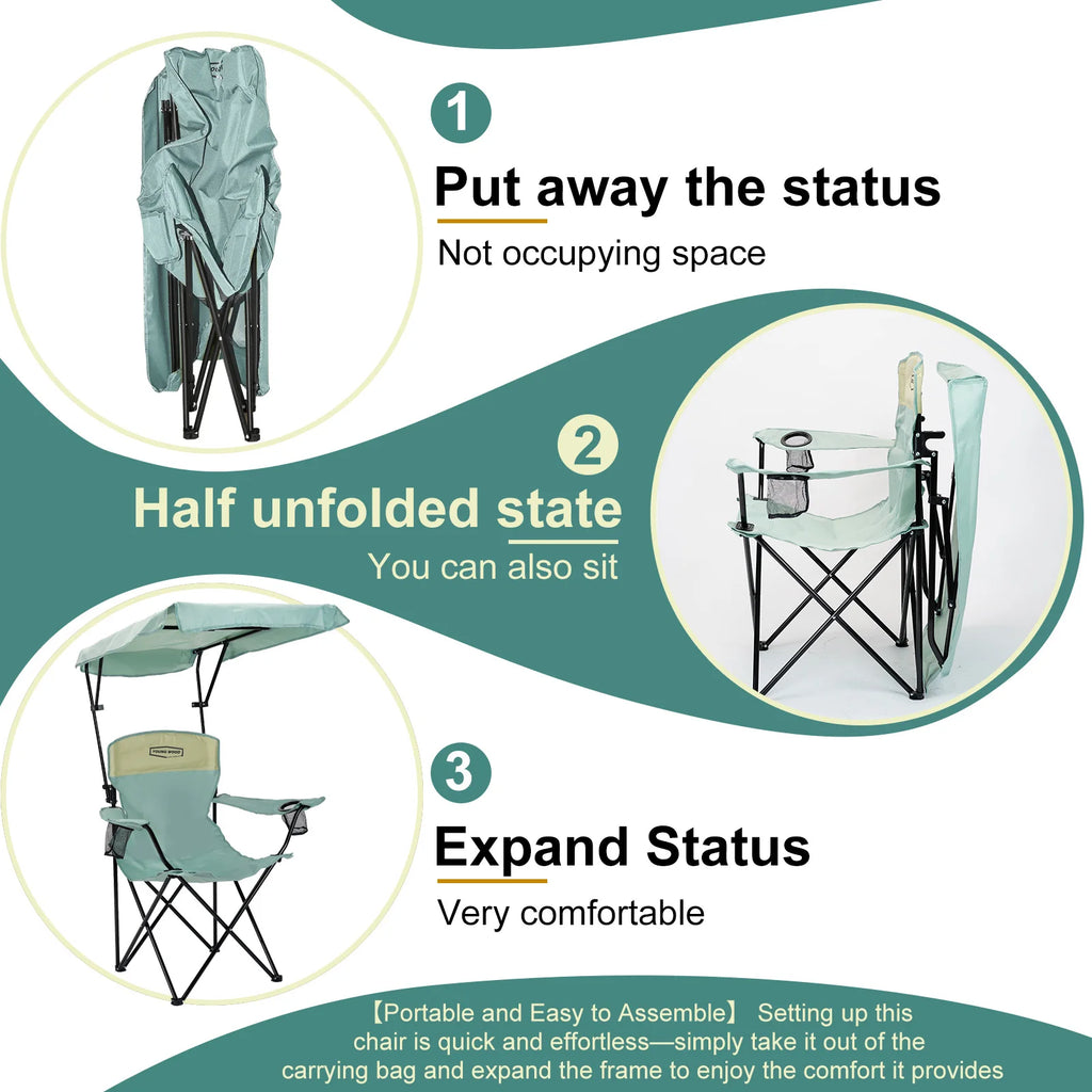 Outdoor Furniture Portable Folding Camping Chair With Armrests Lightweight Travel Chair