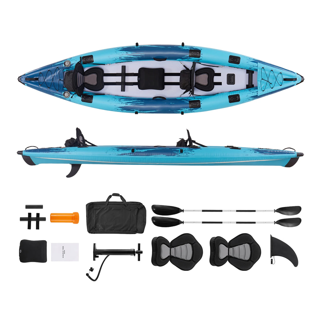 700LBS Inflatable Kayak 2-Person Inflatable Recreational Kayak Leak & Puncture-Resistant with Padded Seat for Fishing