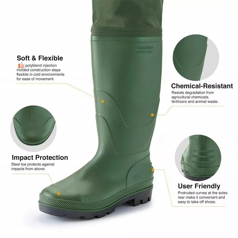 Fishing Wader for Men Women Farm Working Waterproof Hunting Chest Wader with Boots Belt Breathable Lightweight