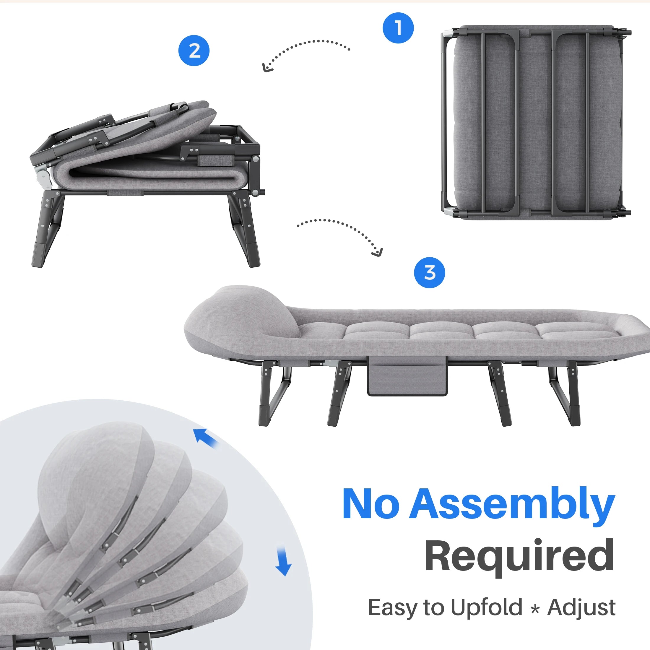 Adjustable Folding Camping Bed with Mattress  Lightweight Camping Cot with Carry Bag 6 Angles