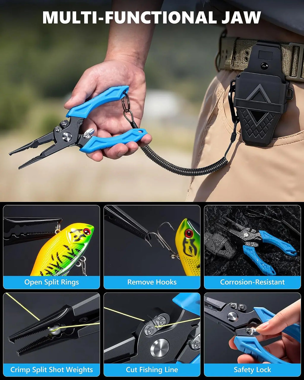 Multi-functional Fishing Tool Set Including Fishing Plier, Fillet Knife, Foldable Fishing Scissors, Fish Lip Gripper For Anglers