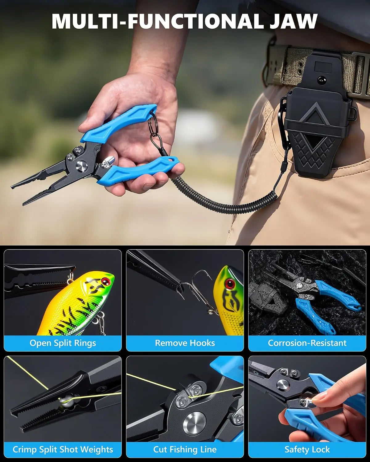 Multi-functional Fishing Tool Set Including Fishing Plier, Fillet Knife, Foldable Fishing Scissors, Fish Lip Gripper For Anglers
