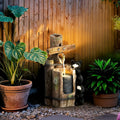 3-Tier 22.8" Outdoor Waterfall Fountain with LED Lights, Pump