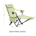 2-in-1 Reclining Camping Chair with Footrest, Foldable Outdoor Lounge Chair with Cup Holder
