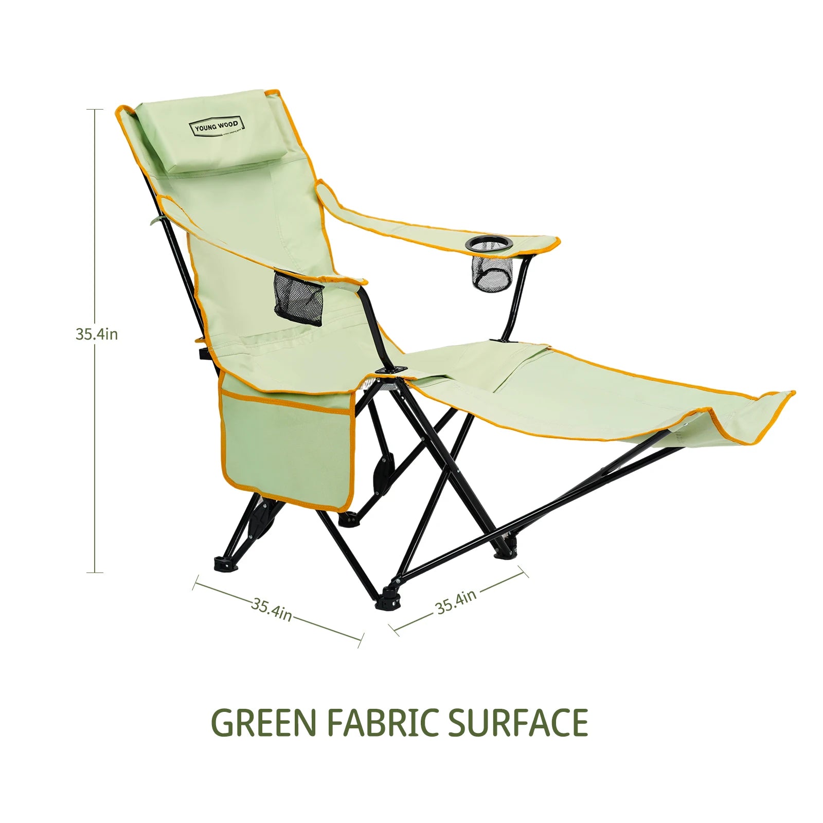 2-in-1 Reclining Camping Chair with Footrest, Foldable Outdoor Lounge Chair with Cup Holder