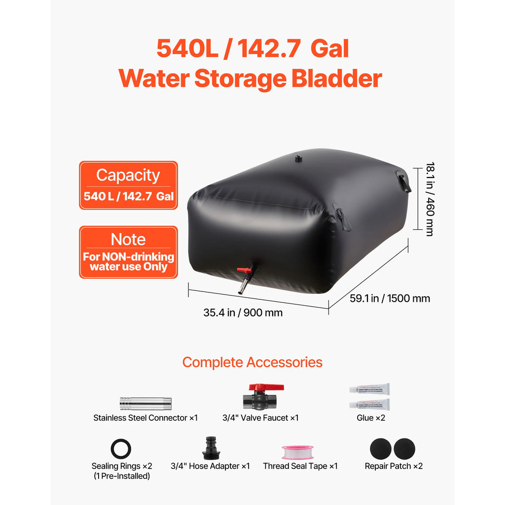 Water Storage Bladder TPU Soft Water Bag Portable & Collapsible Containers for Camping