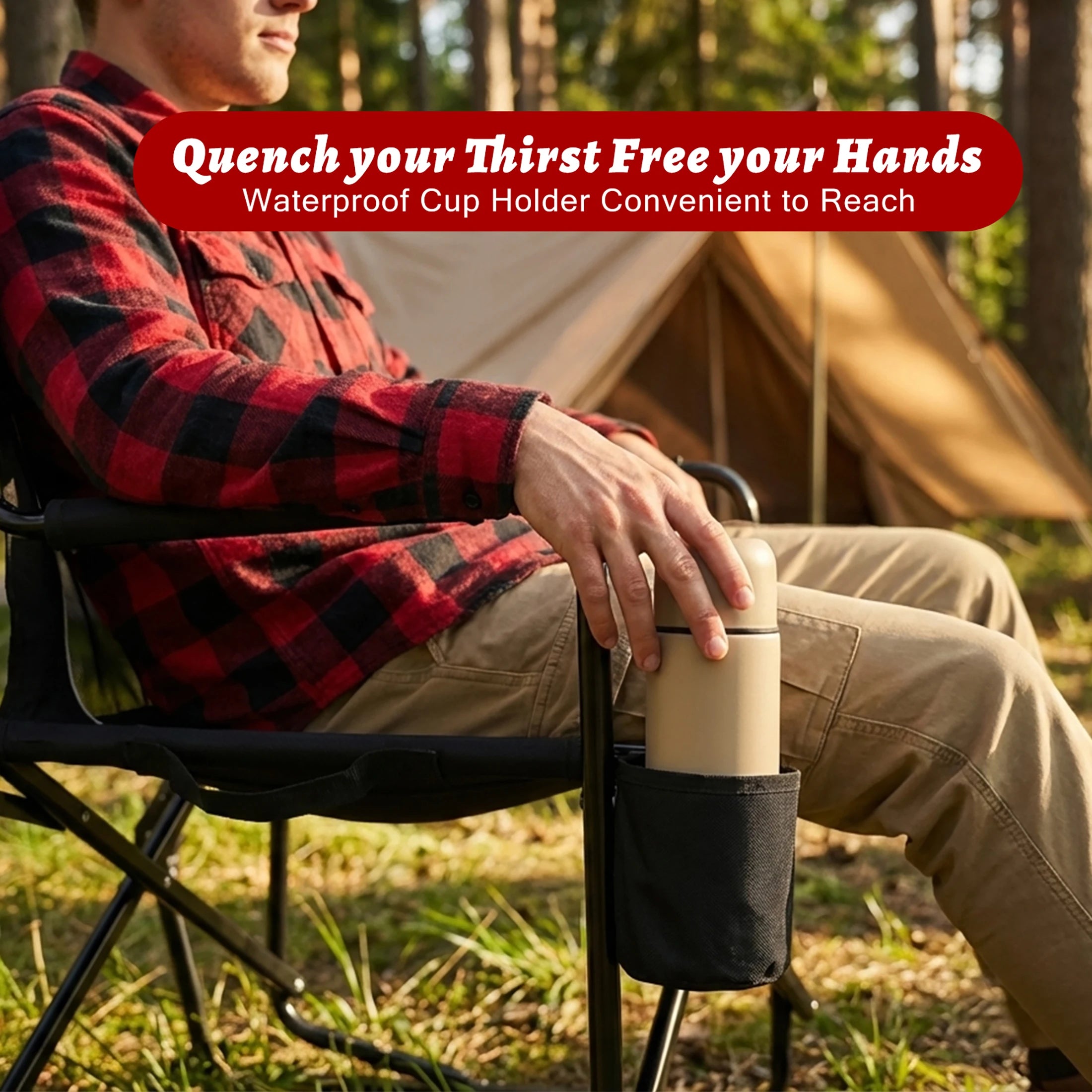 Outdoor Folding Portable Camping Chair Mesh Back Waterproof Armrests Sturdy Frame Foldable Seat