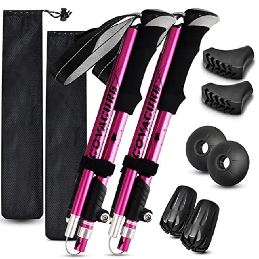 Hiking Poles Collapsible Trekking Poles - Aluminum Alloy 7075 Walking Sticks for Hiking with Telescopic and Foldable Tri-fold D