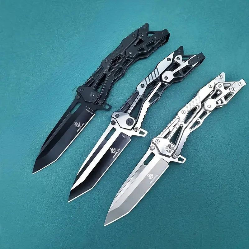 1pc Multifunctional Mechanical Knife Wilderness Survival Knife Outdoor Camping Tool Full Stainless Steel Folding Knife