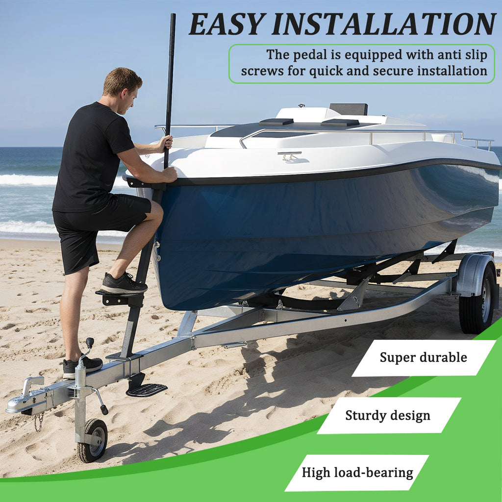 Heavy Duty Marine Trailer Step with Handrails Anti-Skid Protection Boat Step Capacity 450 Lbs