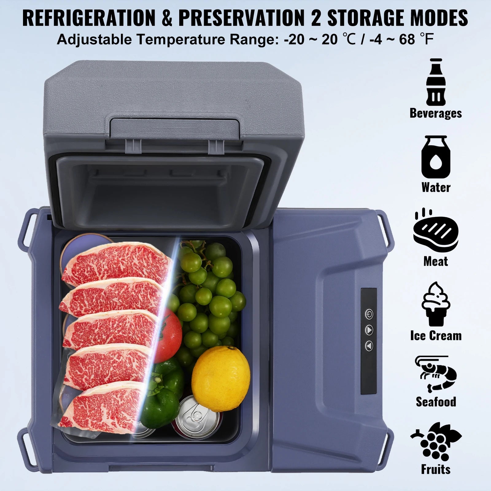 8L to 75L Car Refrigerator Fridge Portable Icebox Single & Dual Zone Temp Adjustable for Outdoor Camping RV