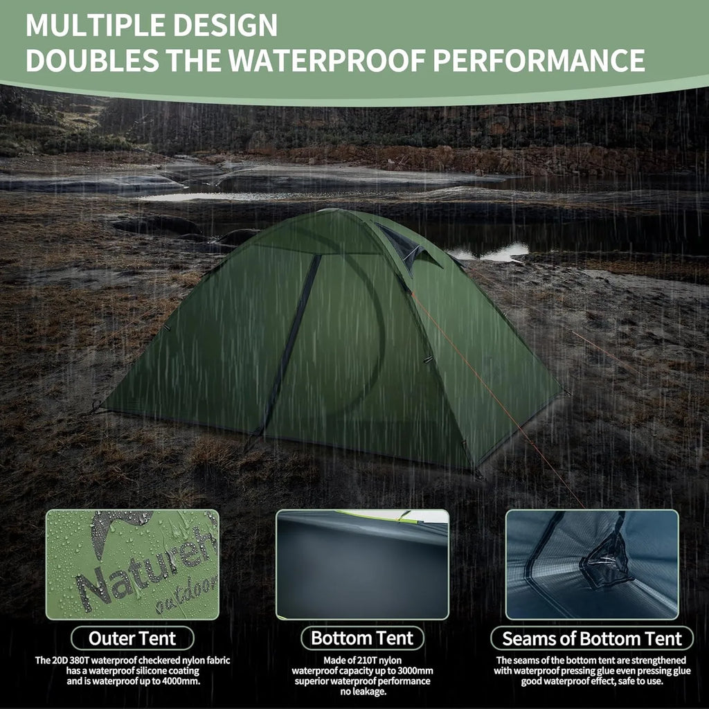 20D Ultralight Tent 2 Person PU4000mm Waterproof Trekking Tents Hiking Backpacking Shelter Tent Travel Tent
