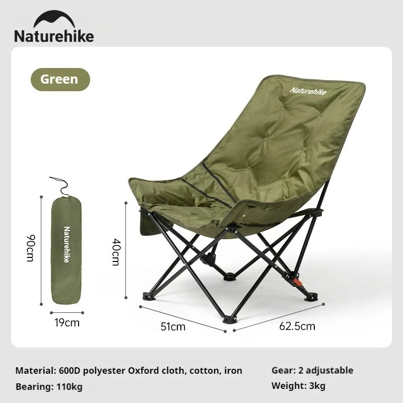 High Back Moon Chair Camping Outdoor Fishing Folding Adjustable Lounge Chair Portable Picnic