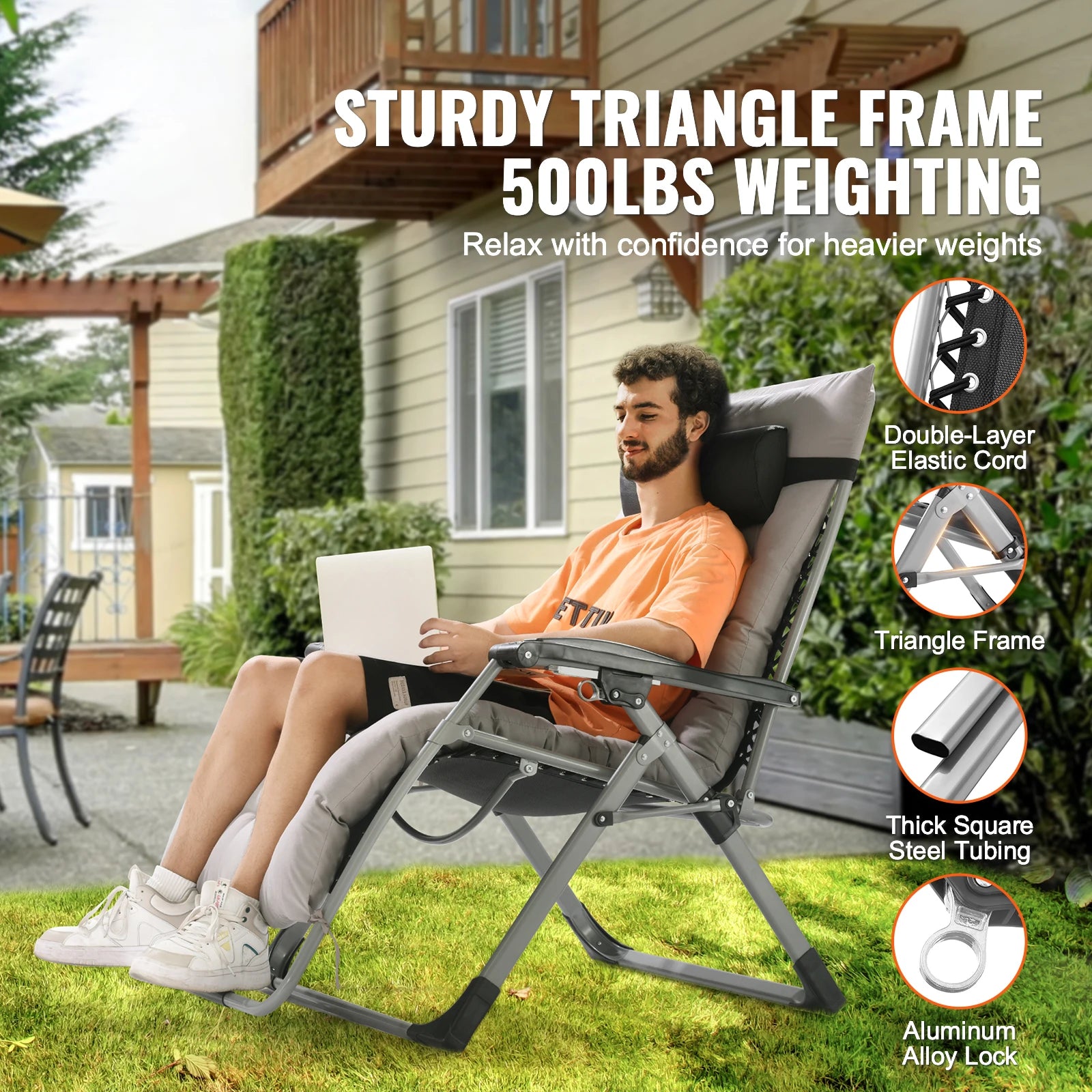 Recliner Chair Zero Gravity Adjustable with Cushion Footrest