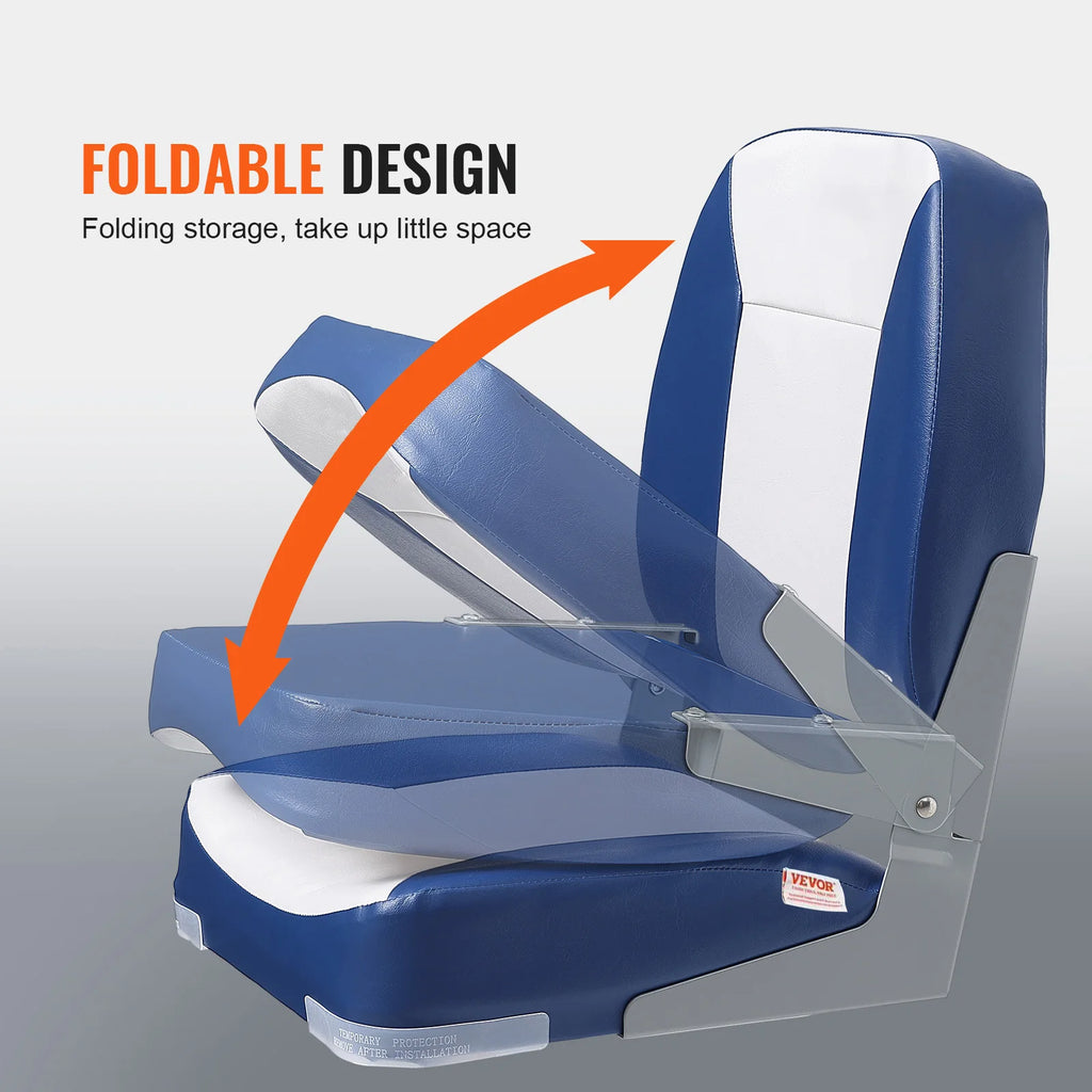 Boat Seat 18.9" Low Back Folding Chair with Thickened Sponge Padding