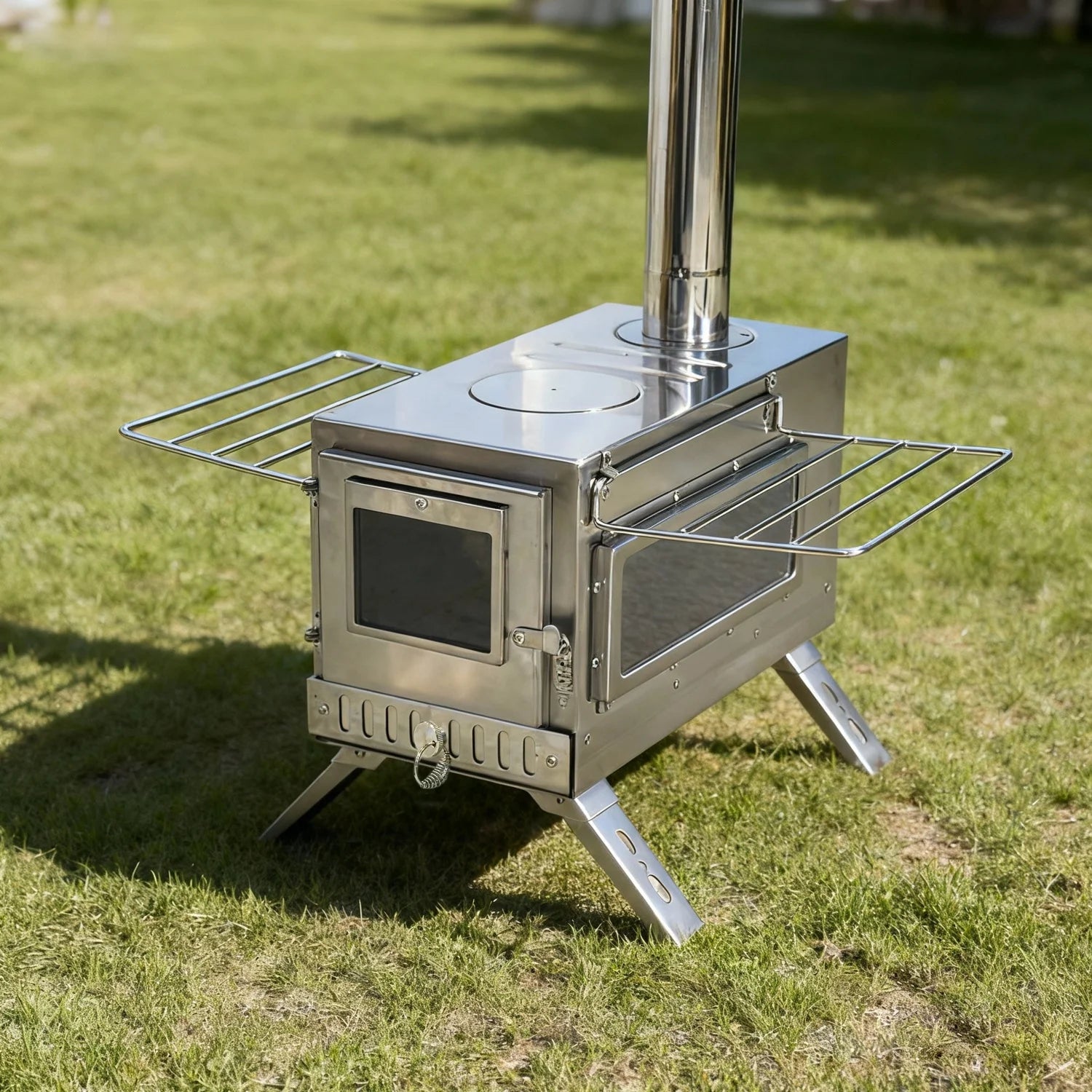 Portable Camping Tent Wood Stove for Outdoor Heating Stainless Steel Stove with 7 Chimney Pipes