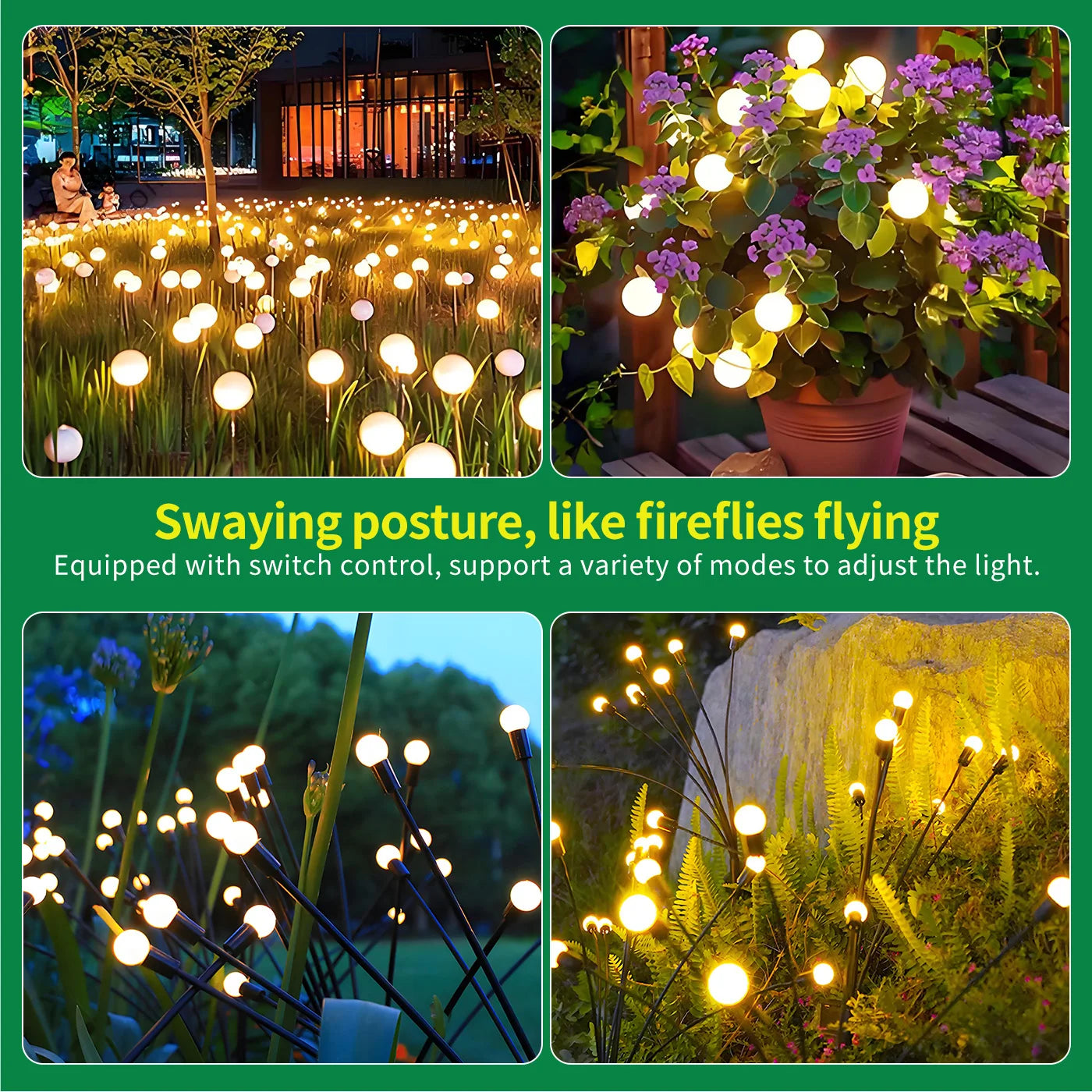 8-Head Solar Firefly Lights Outdoor Garden LED Waterproof