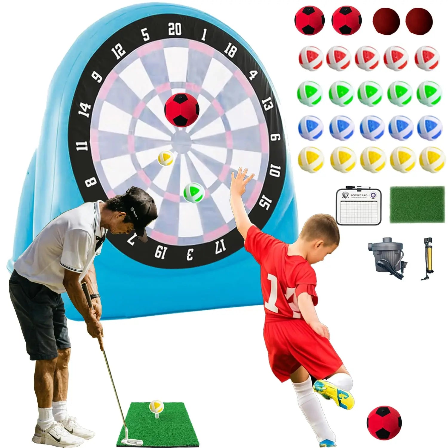 Family kick dart game inflatable soccer dart board game