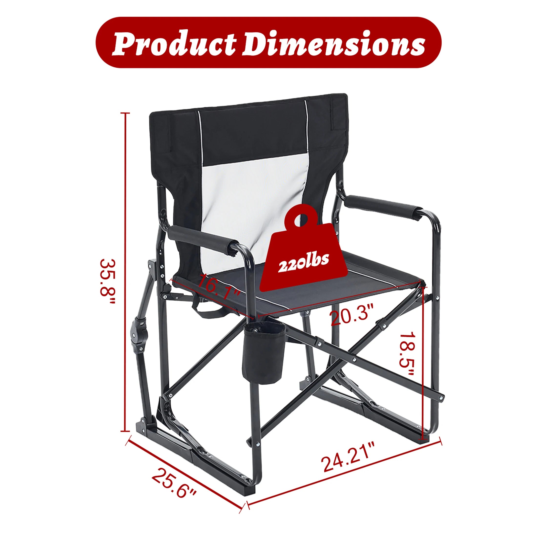 Outdoor Folding Portable Camping Chair Mesh Back Waterproof Armrests Sturdy Frame Foldable Seat