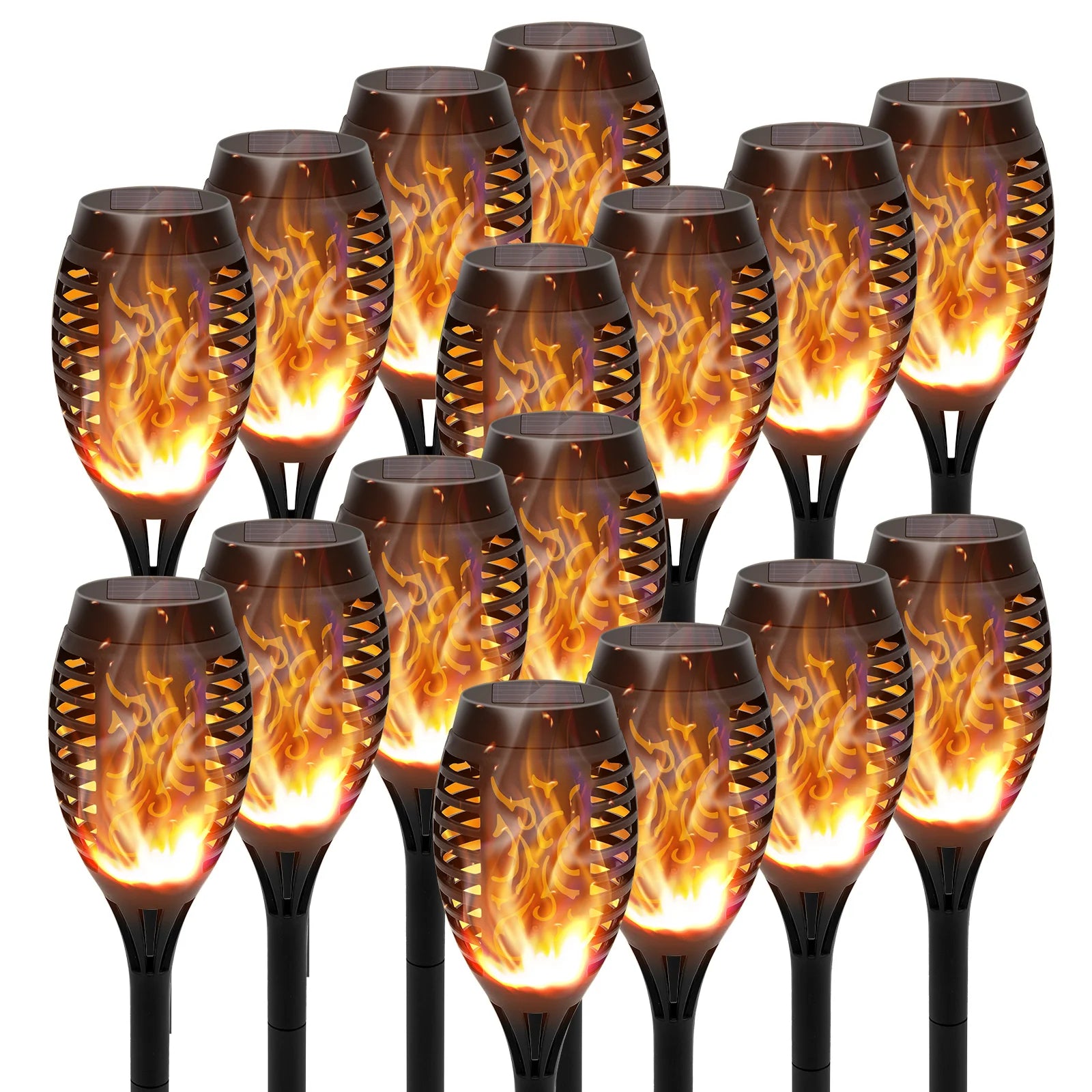 Solar Flame Torch Light LED Flickering For Lawn Path 4/6/8/12Pcs