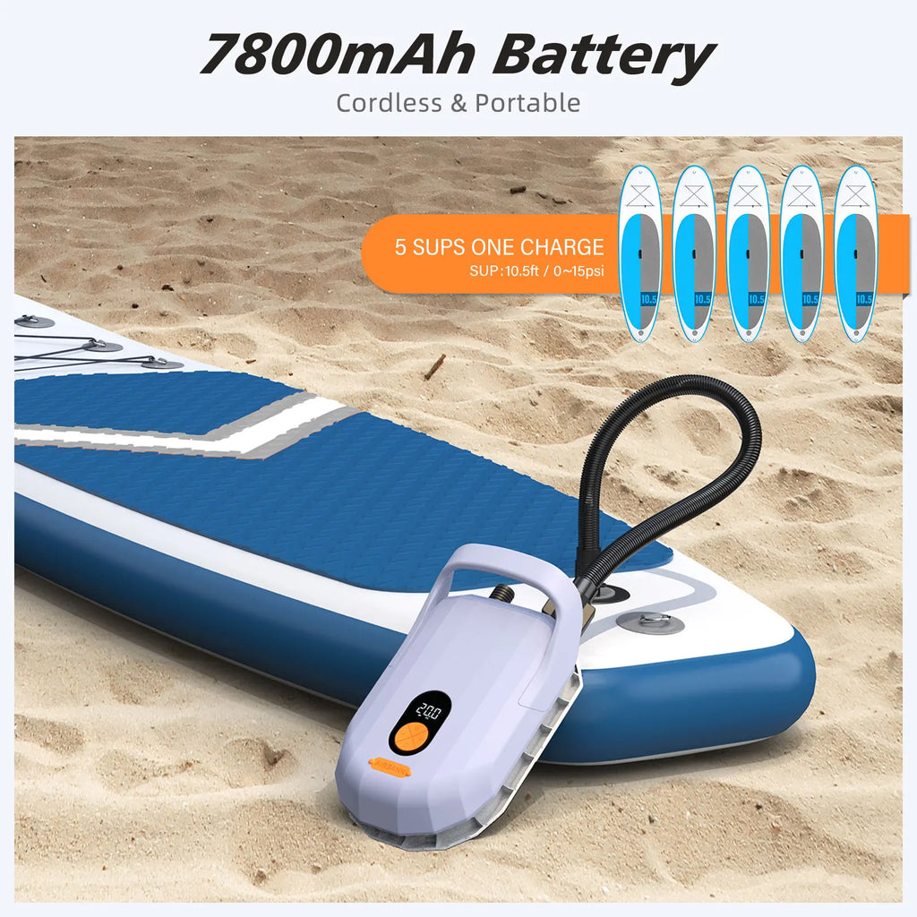 SUP Electric Air Pump with Battery 5200mAh 18.5V 20 PSI Max Rechargeable Battery Pump for Boards