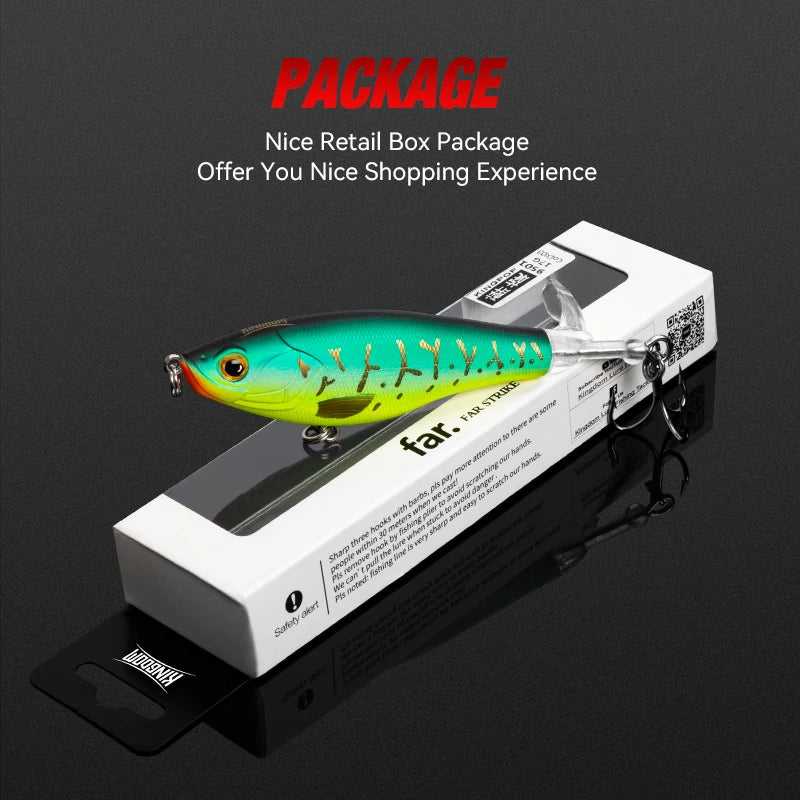Floating Fishing Lures 3PCS Topwater Crankbait 90mm 11g / 110mm 17g Hard Baits with Treble Hooks, Realistic Fish Scale Design