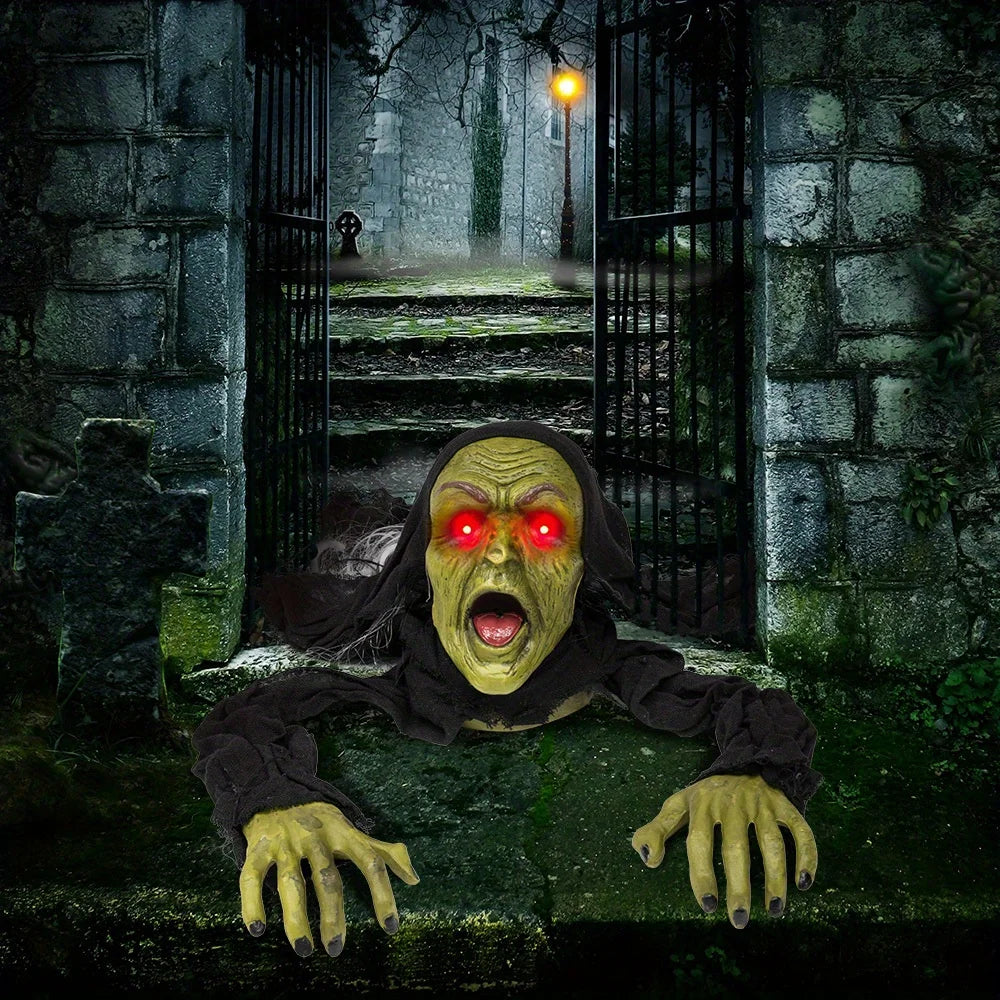 Outside Zombie Groundbreaker Halloween Decoration with Sound and Flashing Eyes Scary Groundbreaker for Yard Lawn Graveyard