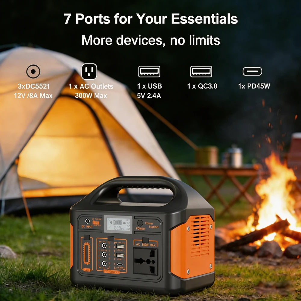 500W 300W Portable Power Station 460.8Wh LiFePO4 Battery Charging Station 110V Solar Generator Power Bank for Camping