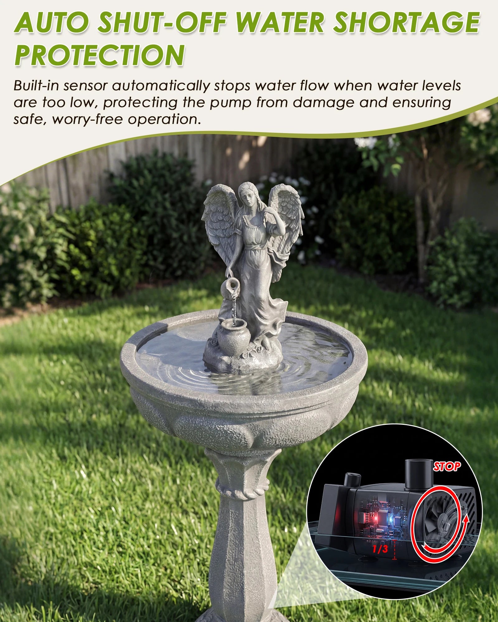 Outdoor Water Fountain, 37" Cascading Waterfall Fountain with Whisper-Quiet Pump